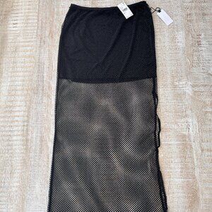 ASTR the Label Mimi Sparkly Mesh Midi Skirt Elegant Black Large NWT